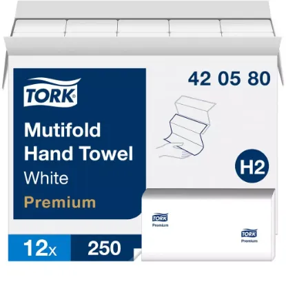 Picture of Premium Multifold Paper Hand Towel, 3-Panel, 1-Ply 250-Towels, White (Case of 12)
