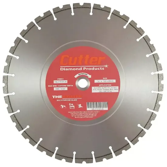 Picture of 14 X .125 X 20MM THE UTILITY MULTI PURPOSE DIAMOND BLADE - CONCRETE/DUCTILE IRON/ASPHALT/PVC/WOOD/THREADED ROD/REBAR - DRY/WET CUT